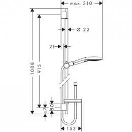 Душевой гарнитур Hansgrohe Raindance Select S 27667000 120 3j PowderRain 90 см хром