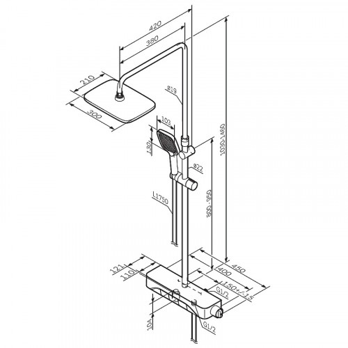 Душевая система Am.Pm Func F078F700 хром