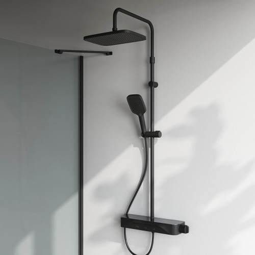 Душевая система Am.Pm Func F078F322 с термостатом черный матовый
