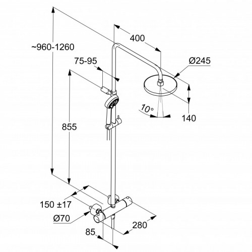 Душевая система Kludi Logo Dual Shower System 6808239-00 с термостатом черный