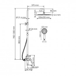 Душевая система WasserKRAFT A171.256.207.PG золото