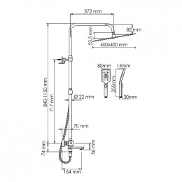 Душевая система WasserKRAFT A199.119.126.010.CH Thermo хром