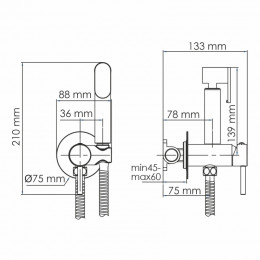 Гигиенический душ WasserKRAFT A70638 черный матовый