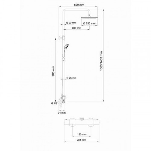 WasserKRAFT A13302 Thermo Душевой комплект с термостатическим смесителем