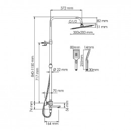 Душевая система WasserKRAFT A199.069.126.010.CH Thermo хром