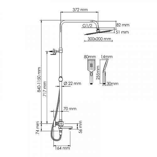 Душевая система WasserKRAFT A199.069.126.010.CH Thermo хром
