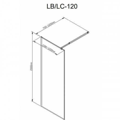 Душевая перегородка DTO LB 120 Black стекло с узором/черный