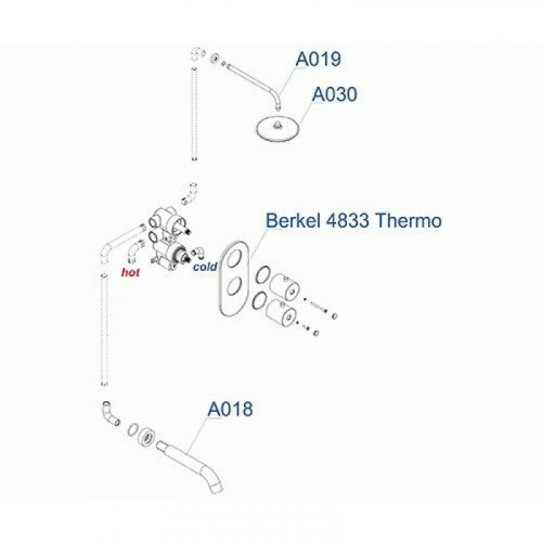 WasserKRAFT A15030 Thermo Встраиваемый комплект для ванны с изливом и верхней душевой насадкой