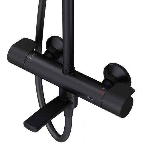 Душевая система Am.Pm X-Joy F0785A522 с термостатом черный матовый