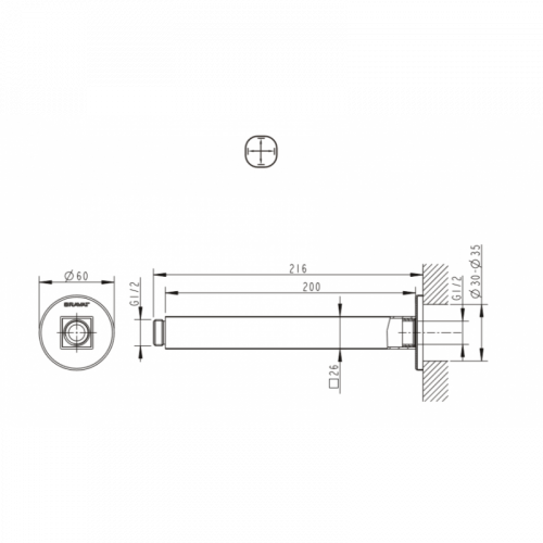 Кронштейн для верхнего душа Bravat Built-in хром P7436C-RUS