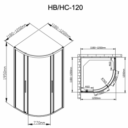 Душевой уголок DTO HB 120 Black 120х120 с рисунком/черный