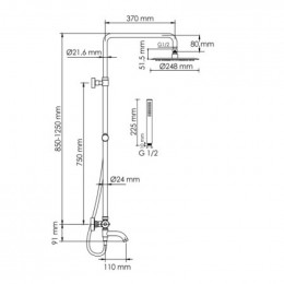Душевая система WasserKRAFT A288.258.217.BM Thermo черная
