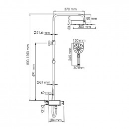 Душевая система WasserKRAFT A113.118.127.CH Thermo хром