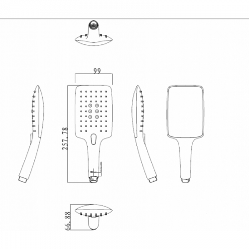 Ручной душ 3-режимный Bravat Square P70143CP-RUS