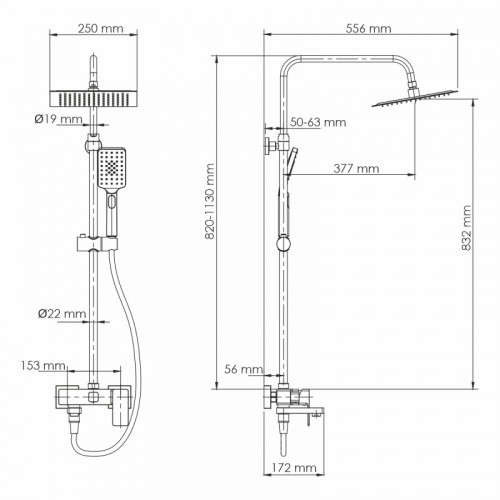 Душевая система WasserKRAFT A27701 черный матовый
