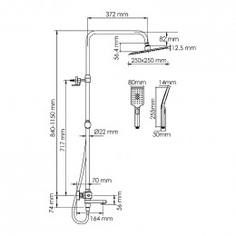 Душевая система WasserKRAFT A299.255.130.BM Thermo черный