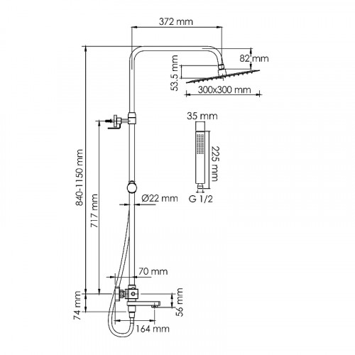 Душевая система WasserKRAFT A299.162.218.BM Thermo черный