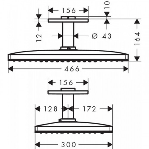 Верхний душ Hansgrohe Rainmaker Select 460 24004400, 466 x 300 мм, 2 режима струи, с держателем, белый/хром