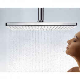 Верхний душ Hansgrohe Rainmaker Select 460 24004400, 466 x 300 мм, 2 режима струи, с держателем, белый/хром
