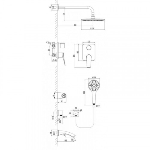 Встраиваемая душевая система Lemark Bronx LM3722GM графит