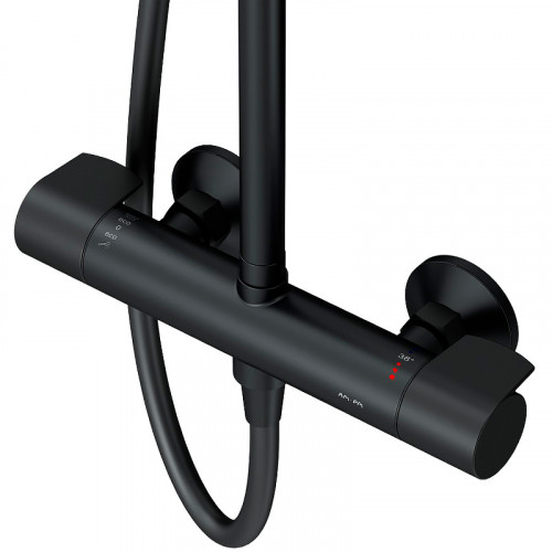 Душевая система Am.Pm X-Joy F0785A422 с термостатом черный матовый