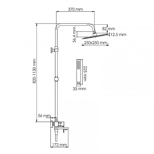 Душевая система WasserKRAFT A277.255.218.BM черный