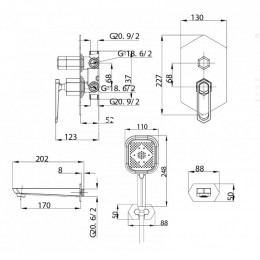 Встраиваемая душевая система Lemark Prizma LM3922C хром