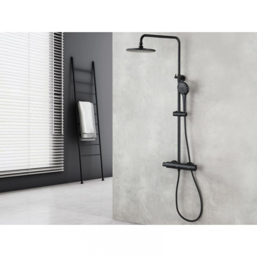 Душевая система Lemark Bronx LM3770BL с термостатом черный матовый