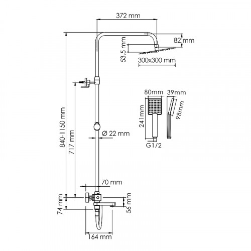 Душевая система WasserKRAFT A199.118.141.087.CH Thermo хром