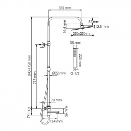 Душевая система WasserKRAFT A299.255.218.BM Thermo черный