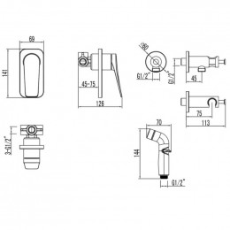 Гигиенический душ со смесителем Lemark Bronx LM3719GM графит