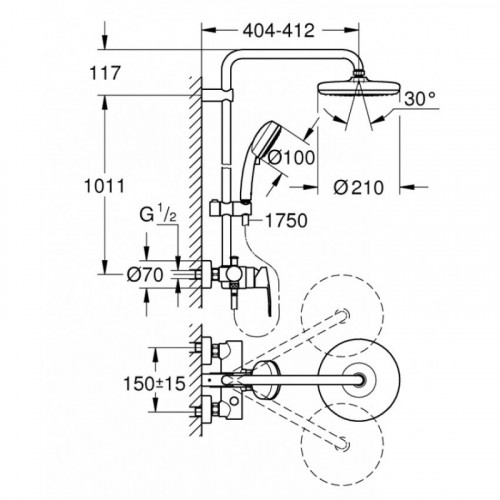 Душевая система Grohe Tempesta Cosmopolitan System 210 26224001
