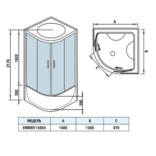 WeltWasser Душевая кабина WW500 EMMER 15055