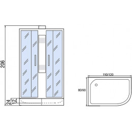 Мономах Душевая кабина 120x80 Б/К 120/80/24 МЗ L