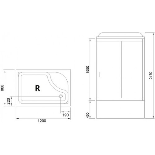 Royal Bath Душевая кабина 120/80 BP RB8120BP5-WC-R с высоким поддоном
