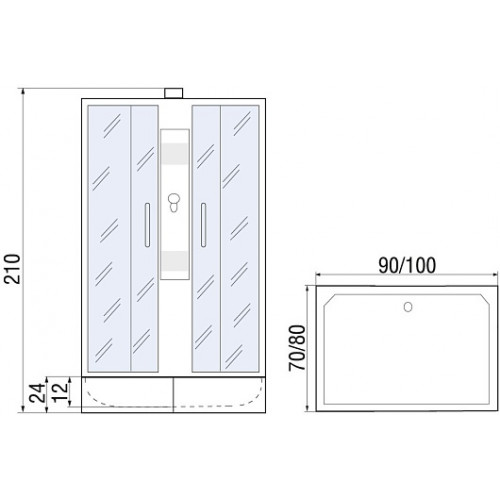 River Душевая кабина Quadro 100/80/26 MT б/к