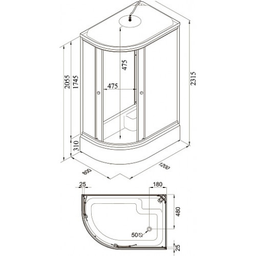 Triton Душевая кабина Риф В 120x80 R