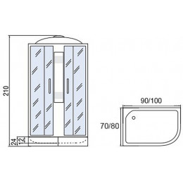 Мономах Душевая кабина 90x80 90/80/24 МЗ L