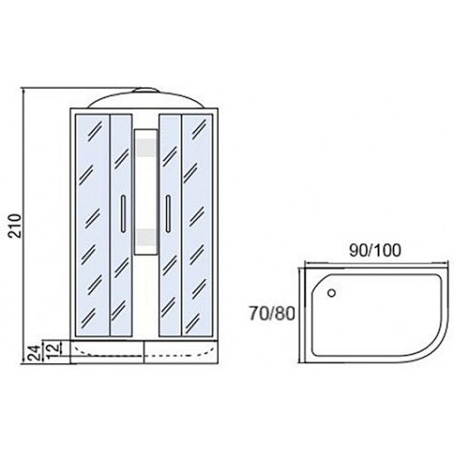 Мономах Душевая кабина 90x80 90/80/24 МЗ L
