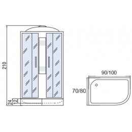 Мономах Душевая кабина 90x70 90/70/24 МЗ L