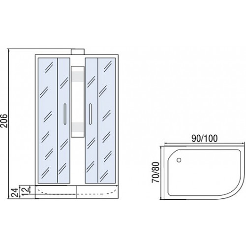 Мономах Душевая кабина 100x80 Б/К 100/80/24 МЗ L