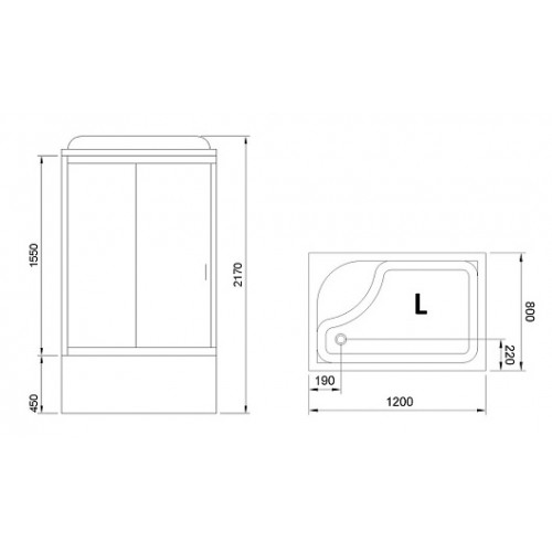 Royal Bath Душевая кабина RB 8120BP1-T-CH левая