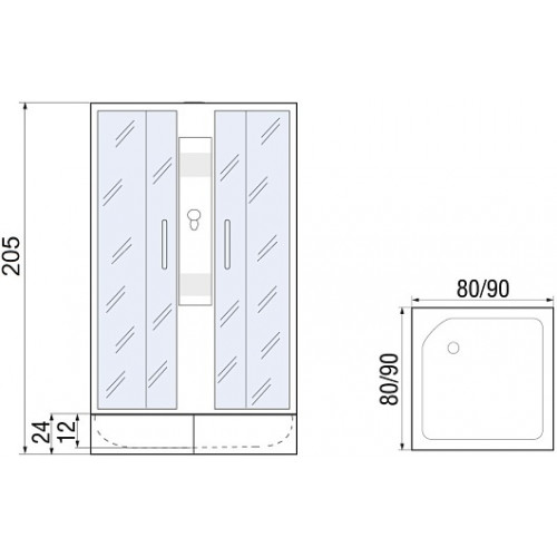 River Душевая кабина QUADRO 80/26 MT Б/К