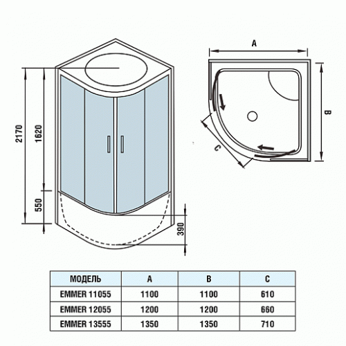 WeltWasser Душевая кабина WW500 EMMER 11055-2