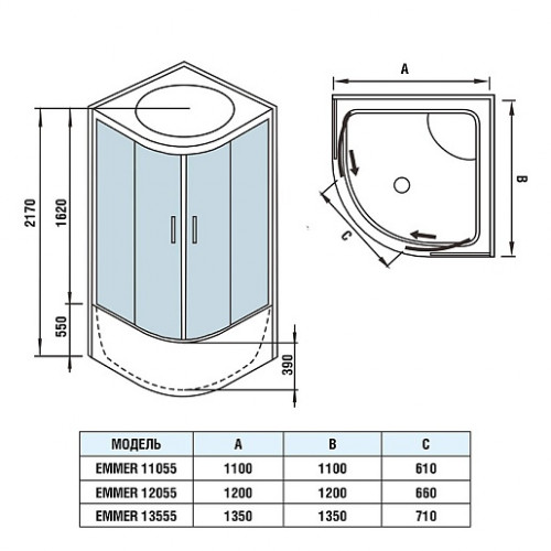 WeltWasser Душевая кабина WW500 EMMER 11055
