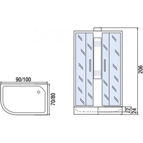 Мономах Душевая кабина 90x80 Б/К 90/80/24 МЗ R