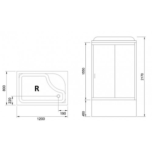 Royal Bath Душевая кабина RB 8120BP2-T-CH правая