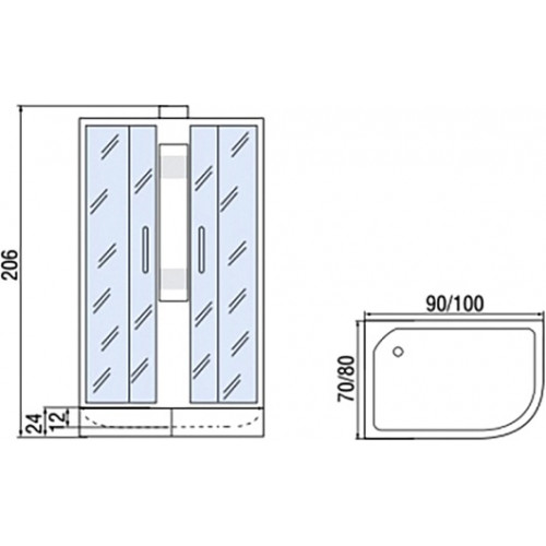 Мономах Душевая кабина 90x80 Б/К 90/80/24 МЗ L