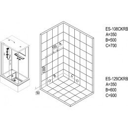 Esbano Душевая кабина 100x80 ES-108 CKRB L