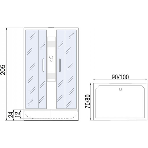 River Душевая кабина Quadro 90/70/26 MT б/к